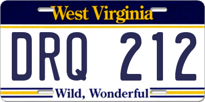 WV license plate DRQ212