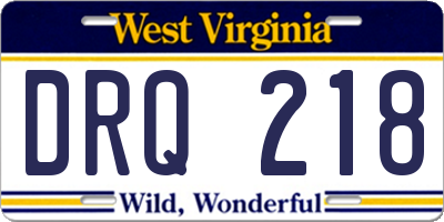 WV license plate DRQ218