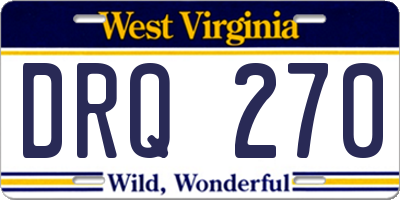 WV license plate DRQ270