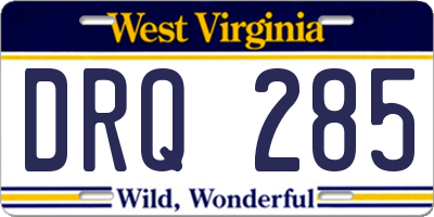 WV license plate DRQ285