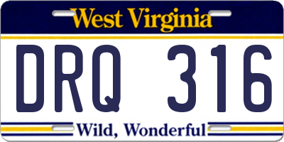 WV license plate DRQ316