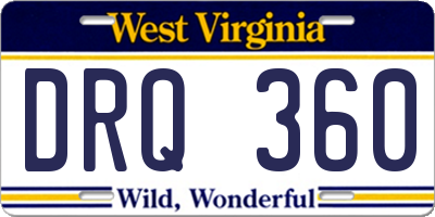 WV license plate DRQ360