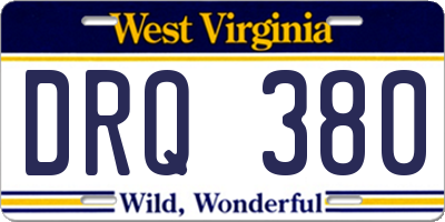 WV license plate DRQ380