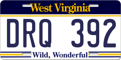 WV license plate DRQ392
