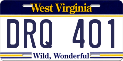 WV license plate DRQ401
