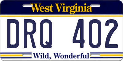 WV license plate DRQ402