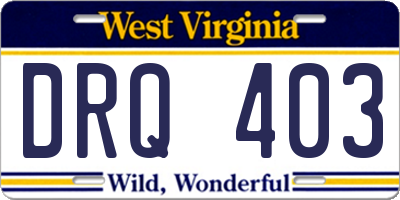WV license plate DRQ403