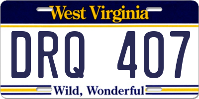 WV license plate DRQ407