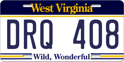 WV license plate DRQ408