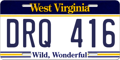 WV license plate DRQ416