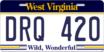 WV license plate DRQ420