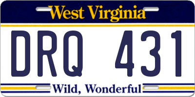 WV license plate DRQ431