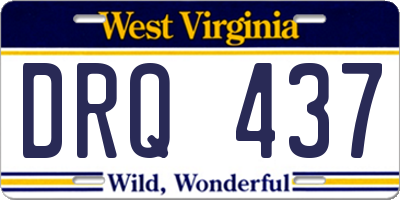 WV license plate DRQ437