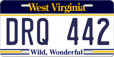 WV license plate DRQ442