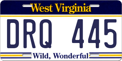 WV license plate DRQ445
