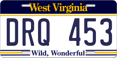 WV license plate DRQ453