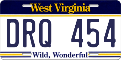 WV license plate DRQ454