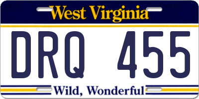 WV license plate DRQ455