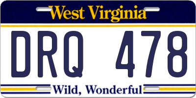 WV license plate DRQ478