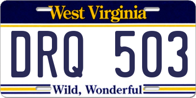 WV license plate DRQ503