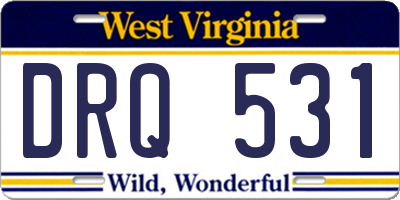WV license plate DRQ531