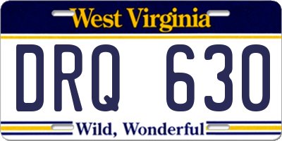 WV license plate DRQ630