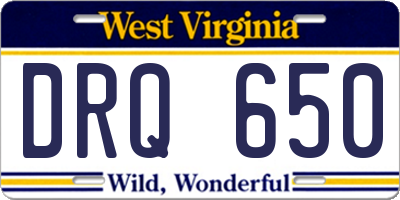 WV license plate DRQ650