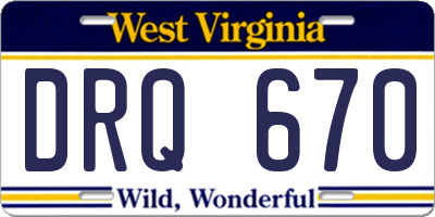 WV license plate DRQ670
