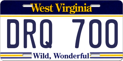 WV license plate DRQ700