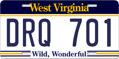 WV license plate DRQ701