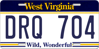 WV license plate DRQ704
