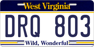 WV license plate DRQ803