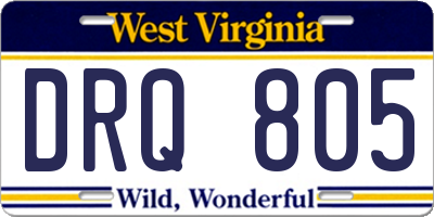 WV license plate DRQ805