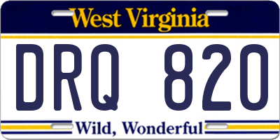 WV license plate DRQ820