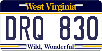 WV license plate DRQ830