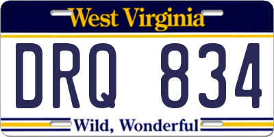 WV license plate DRQ834