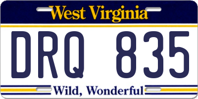 WV license plate DRQ835