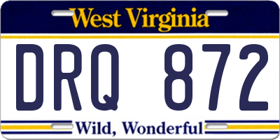 WV license plate DRQ872