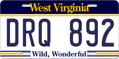 WV license plate DRQ892
