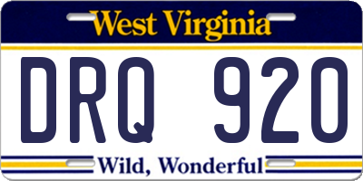 WV license plate DRQ920