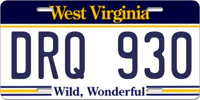 WV license plate DRQ930