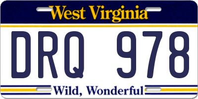 WV license plate DRQ978