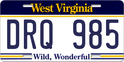 WV license plate DRQ985