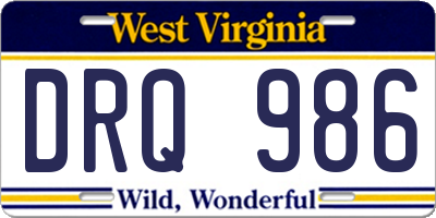 WV license plate DRQ986