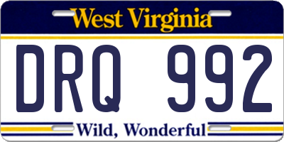WV license plate DRQ992