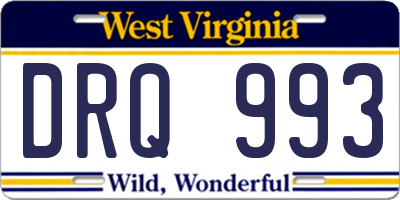 WV license plate DRQ993