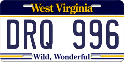 WV license plate DRQ996