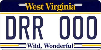 WV license plate DRR000