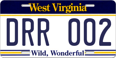 WV license plate DRR002