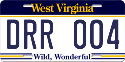 WV license plate DRR004